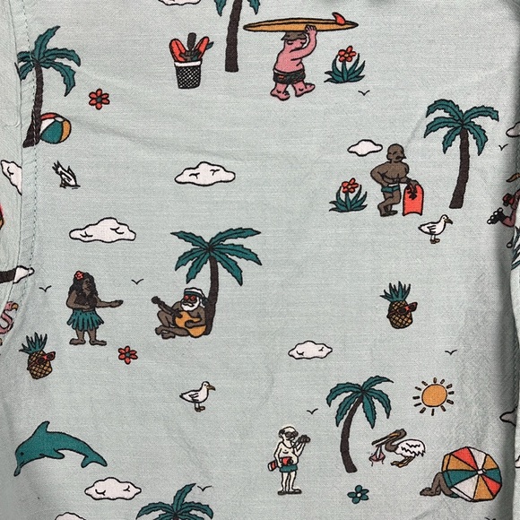 Vans Men's Aqua Green Button Down Short Sleeve Slim Fit Shirt. Size. Large - Picture 2 of 9